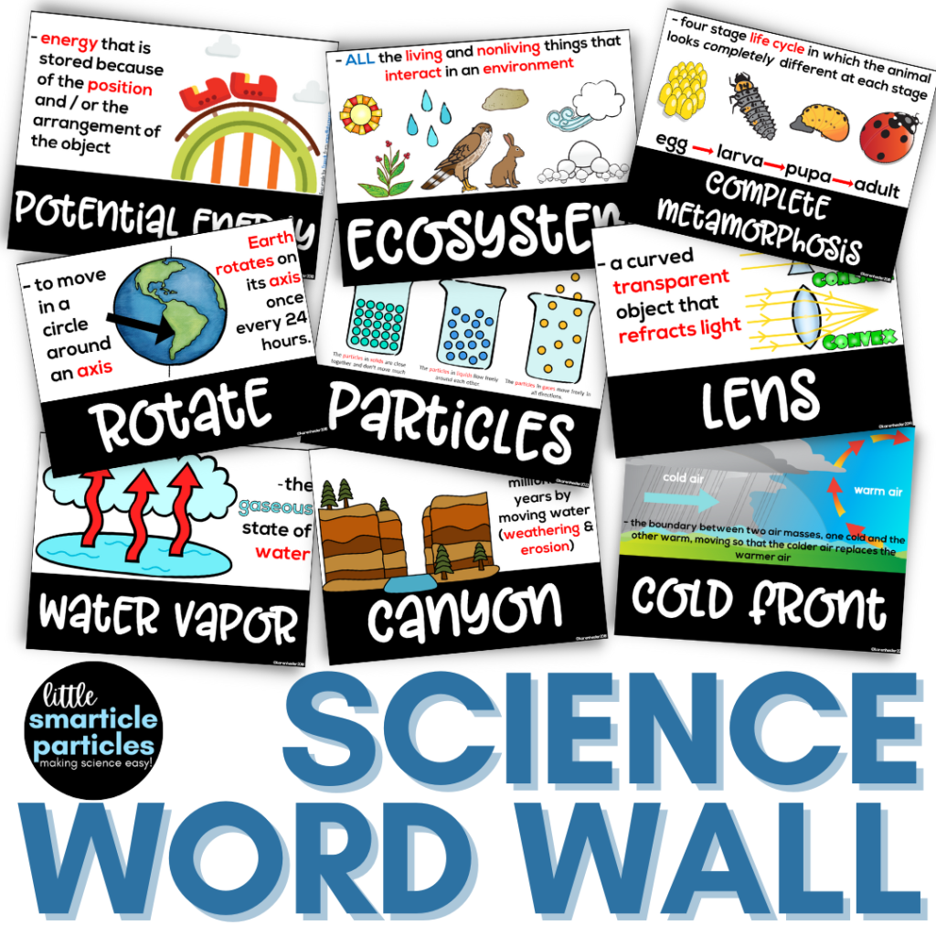 Science Word Wall Bundle is available in Little Smarticle Particles TpT store.